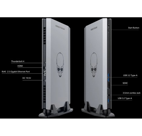 Minisforum NUCXI5, Intel i5-11400H, 2×SO-DIMM DDR4 (do 64GB), 2×M.2 PCIe SSD, NVIDIA RTX 3060 6GB, HDMI/TB4, 2.5G-bit RJ45, barebone