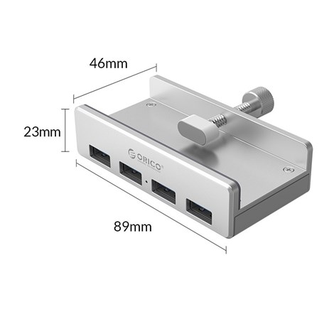 Orico 4-portni USB-A 3.0 HUB, 4xUSB-A 3.0 clip type , srebrni (ORICO-MH4PU-SV-BP)