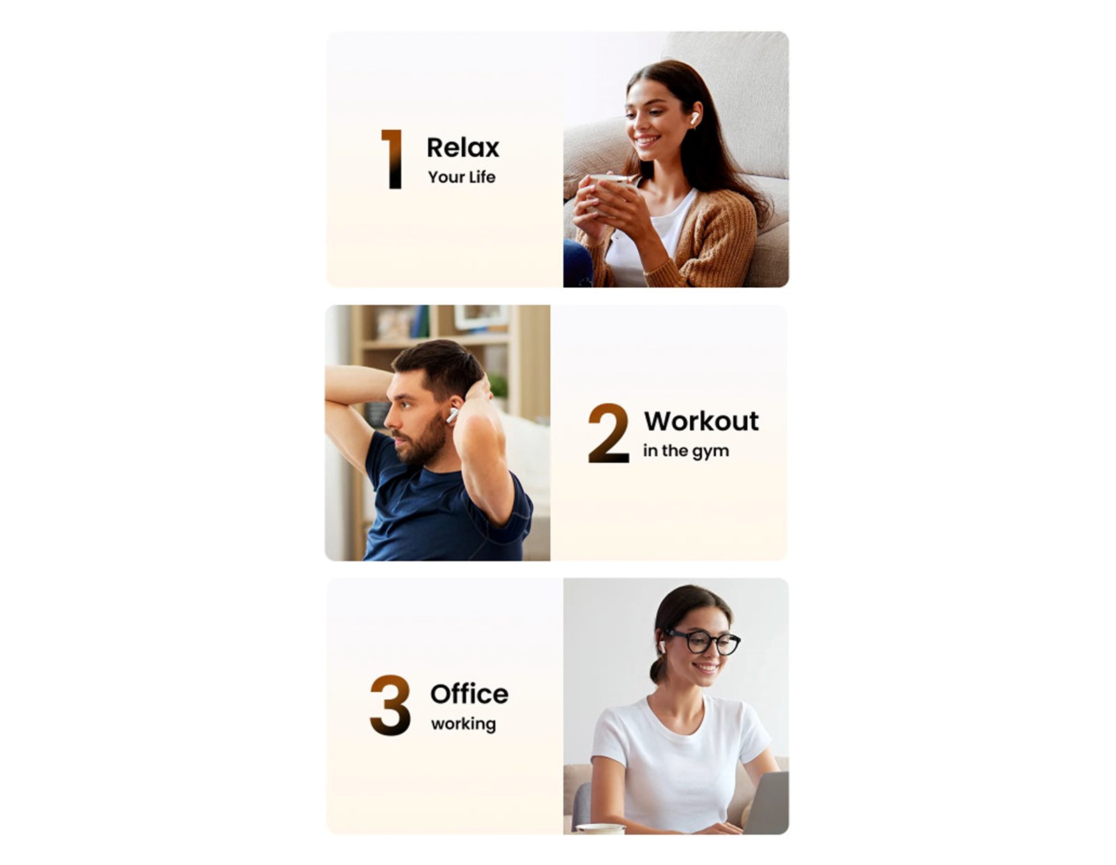 UGREEN slušalice HiTune T6 WS200, bežične, bluetooth, bijele