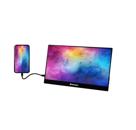 Verbatim 14"  PM-14 prijenosni zaslon FHD (1920×1080) IPS, 16:9, 10ms, 250 cd/m2, 1000:1, 1×HDMI/3×USB, crni