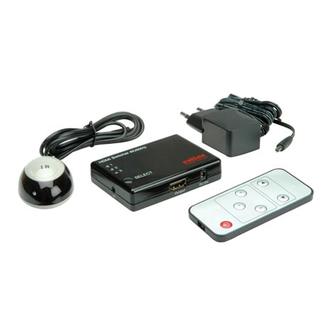 Roline HDMI trosmjerni preklopnik + daljinski upravljač, 4K (3 ulaza/1 izlaz)