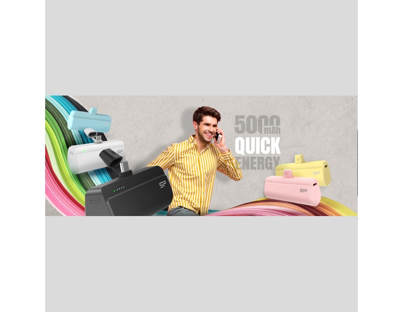 Silicon Power Powerbank QD50, 5000mAh, 20W, integrated Type C connector+Type C port, QC3.0+PD, bijeli