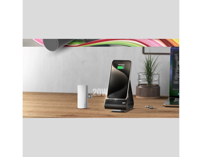 Silicon Power Powerbank QD50, 5000mAh, 20W, integrated Type C connector+Type C port, QC3.0+PD, bijeli