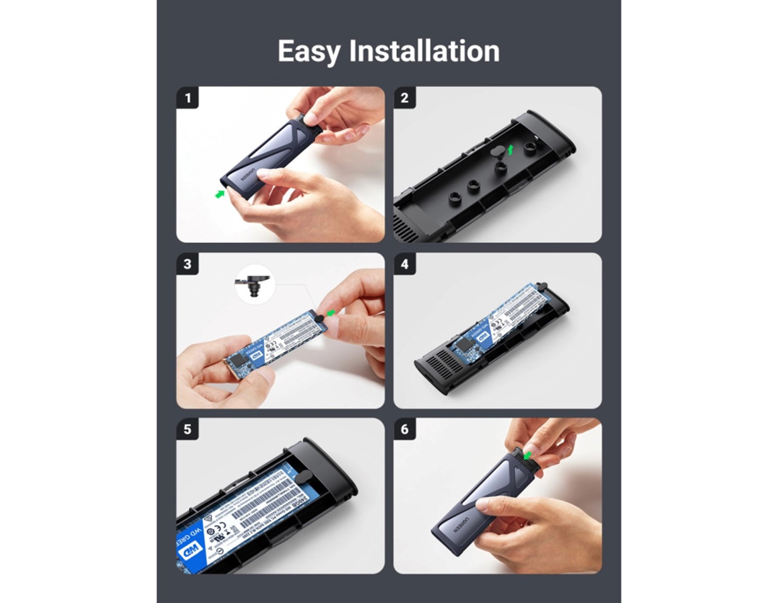 SSD vanjski disk 128GB (externi) u UGREEN kućištu USB 3.1