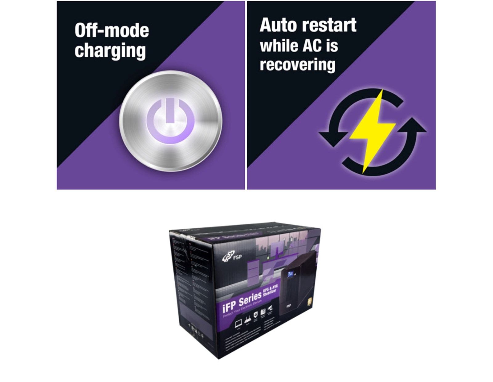 Fortron Source UPS iFP 600VA/360W, Line-interactive, 2×Schuko, RJ11, USB, 1×7Ah