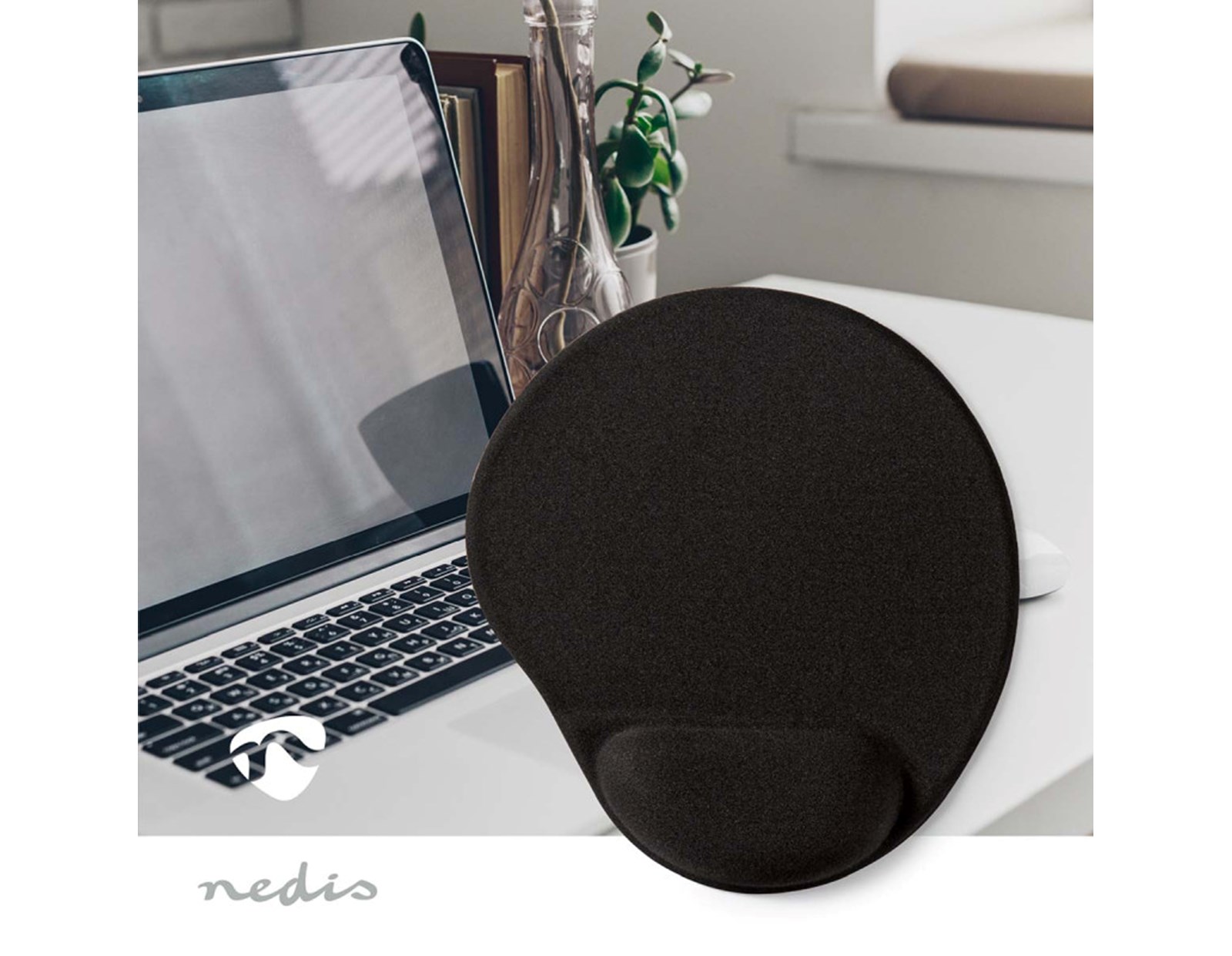 NEDIS podloga za miš sa silikonskim uporištem, crna