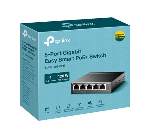 TP-Link 5-port Gigabit Easy Smart preklopnik (Switch), 5x10/100/1000 RJ45 - 4x PoE+, fanless, metalno kućište