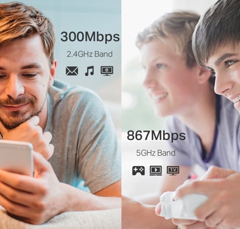 TP-Link AC1200 bežični pojačivač dometa (Range Extender), Dual Band 300Mbps/867Mbps (2.4GHz/5GHz), 802.11ac/a/b/g/n, 1×LAN, Range extender mod, 2×vanjska fiksna antena