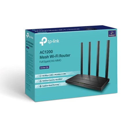TP-Link AC1200 Archer C6 bežični usmjerivač (Dual-Band Gigabit Router) 300Mbps/867Mbps (2.4GHz/5GHz), 802.11a/b/g/n/ac,  1×G-WAN, 4×G-LAN, 4 antene 