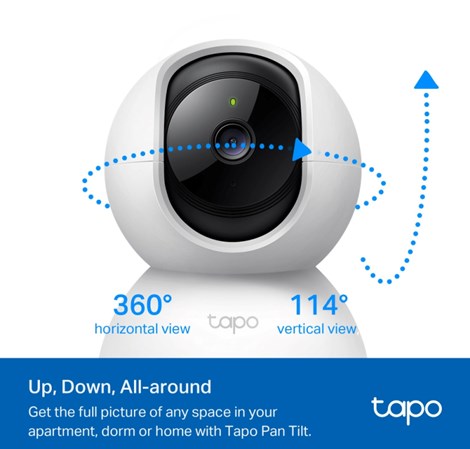 TP-Link Tapo C200 kamera FHD, H.264, 360°/114° Pan/Tilt, Advanced Night Vision, microSD, dvosmjerni audio, detekcija pokreta, Wi-Fi, Tapo app