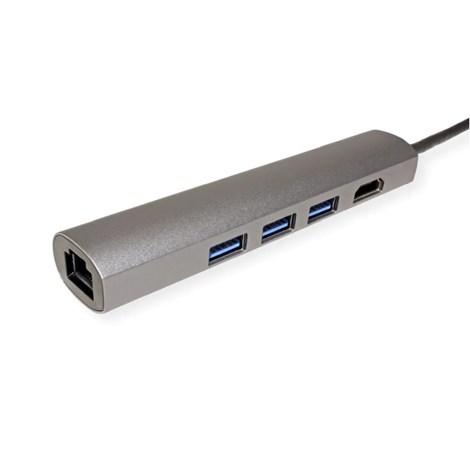 Roline VALUE USB-C docking station, 4K HDMI, 3×USB 3.2 Gen 1, G-LAN