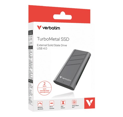 Verbatim TurboMetal 2TB SSD USB4 vanjski disk, R/W: 3700/3600 MB/s