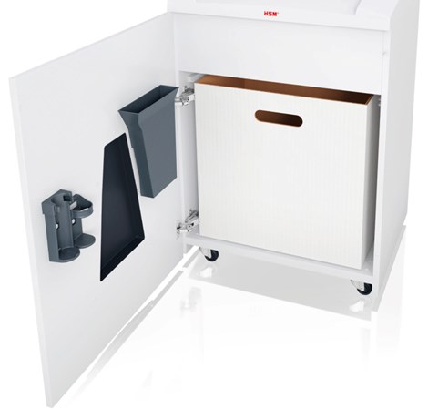 HSM securio P44i uništavač dokumenata + CD medija, trakasti + poprečni rez, 1×5mm, razina sigurnosti E-5/F-3/O-6/P-7/T-6, kapacitet 205l