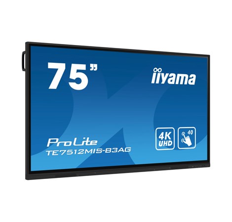 IIYAMA 75" TE7512MIS-B4AG Touchscreen 4K UHD (3840x2160) IPS, 16:9, 8ms, 400cd/m2, 4000:1, VGA, 2xHDMI, DP, RJ45, RS-232, 4xUSB-A, 2xUSB-C, zvučnici, crni