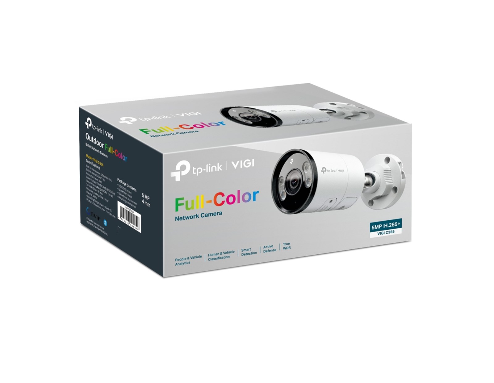 TP-Link VIGI C355 Full-Color kamera 4K UHD 5MP H.265+, 4mm leća, RJ45, 12V DC/PoE, Night Vision, microSD, dvosmjerni audio, detekcija pokreta, vodootporna IP67, VIGI app