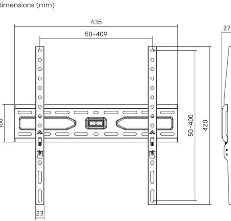 BIT FORCE fiksni zidni nosač za 32“- 75" TV, do 45kg (BUFFER WM-75-F)