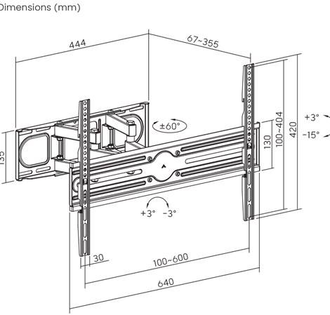 BIT FORCE izvlačno-okretni nosač za 13“- 80“ TV, do 40kg (SHIELD WM-80-FM)