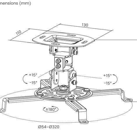 BIT FORCE nagibno-okretni stropni nosač za projektor, do 13.5kg (BOLT CPM-32-FM)