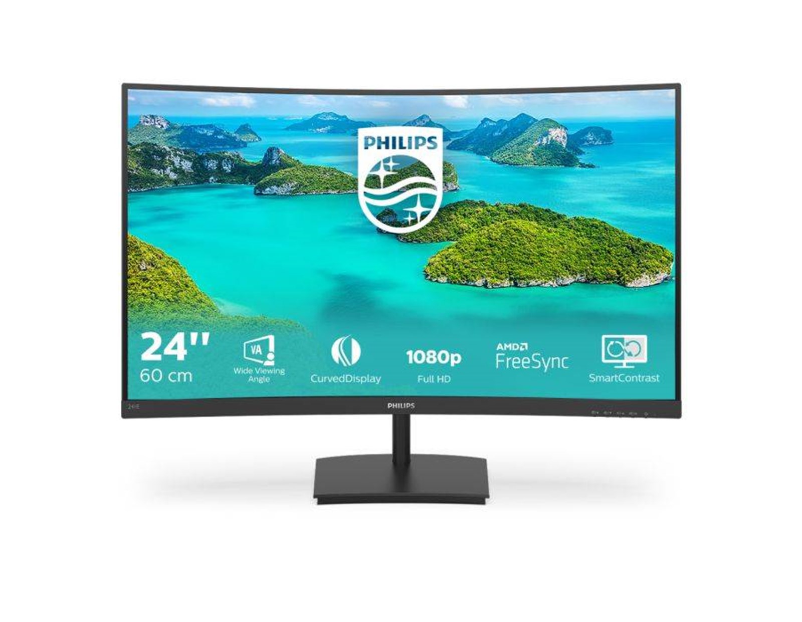 Philips 24" 241E1SCA/00 FHD (1920×1080) VA 16:9, 75Hz, zakrivljeni 1500R, 4ms, 3000:1,  VGA, HDMI, zvučnici, crni