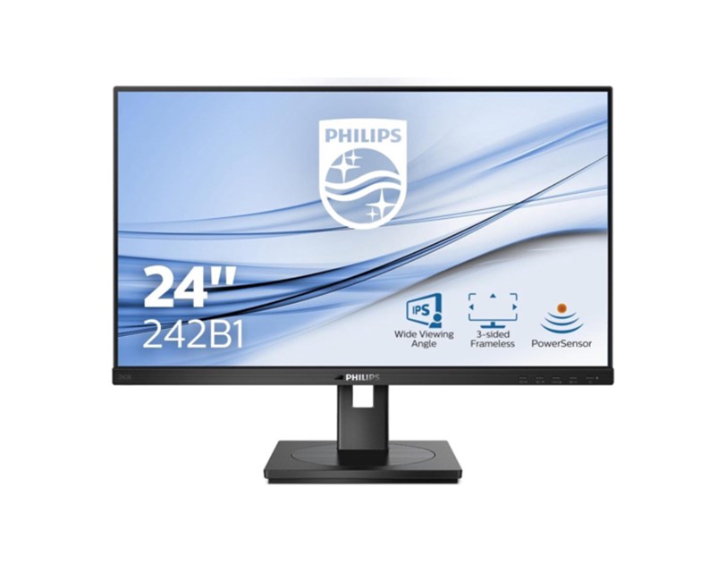 Philips 24" 242B1/00 FHD (1920×1080) IPS 16:9, Pivot, 75Hz, 300 cd/m2, 1000:1, 4ms, VGA, DVI-D, DP, HDMI, USB3.2×4, zvučnici, crni