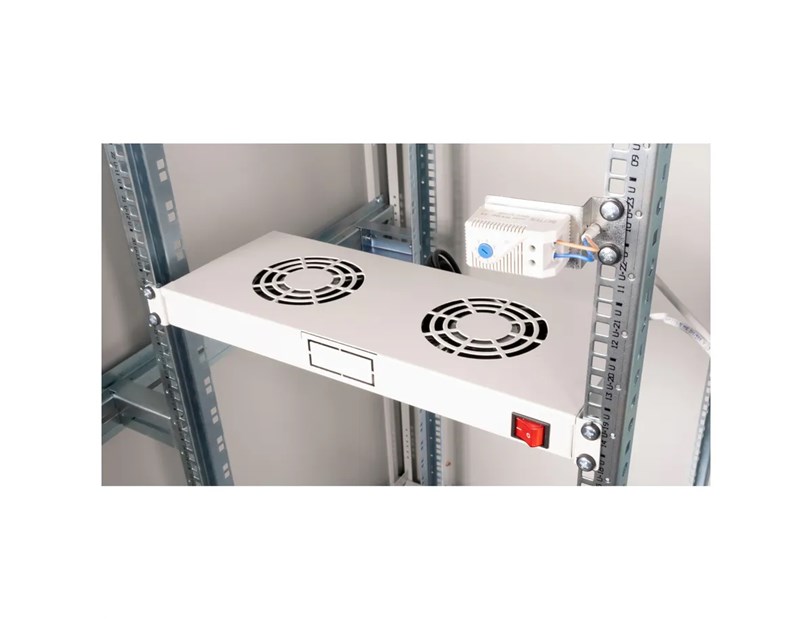 Roline 19" ventilacijski modul s 2 ventilatora i termostatom, sivi