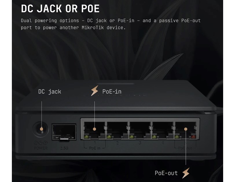 MikroTik hAP ax S (E62iUGS-2axD5axT) (2025) Router 5x Gigabit Ethernet ports, 1x 2.5 Gigabit SFP, Dual-Band Wi-Fi 6 (802.11ax), 512 MB RAM, metalno kućište, ARM