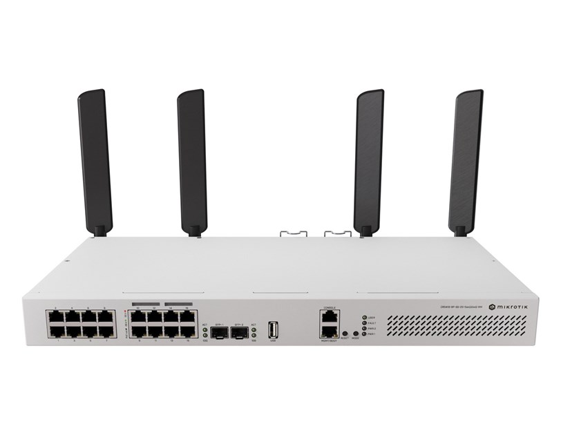 Mikrotik Cloud Router Switch CRS418-8P-8G-2S+5axQ2axQ-RM, 17xG-LAN (8x PoE-out), 2x10G SFP+, IPQ-8072A, RouterOS v7, 1U rackmount