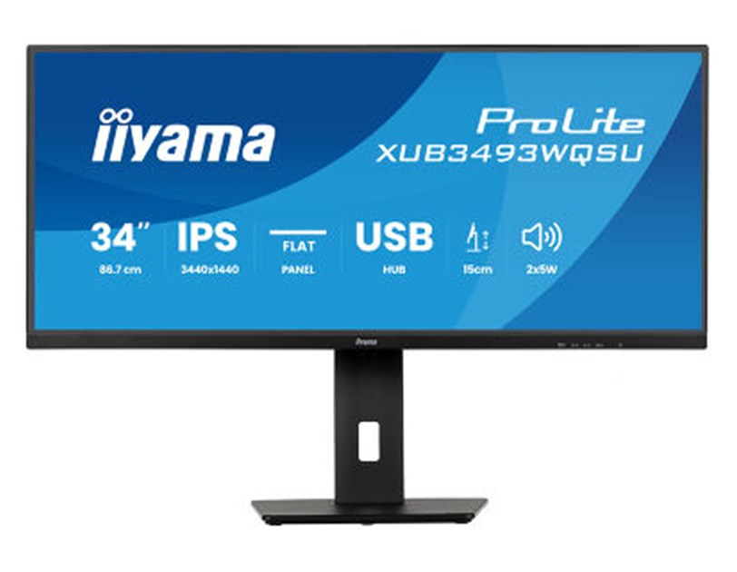 IIYAMA 34" XUB3493WQSU-B6 UWQHD (3440×1440) IPS 21:9, 120Hz, 400cd/m2, 1000:1, 1ms, 2×HDMI/DP, 2×USB-C/2×USB-A, HAS 150mm, zvučnici, crni