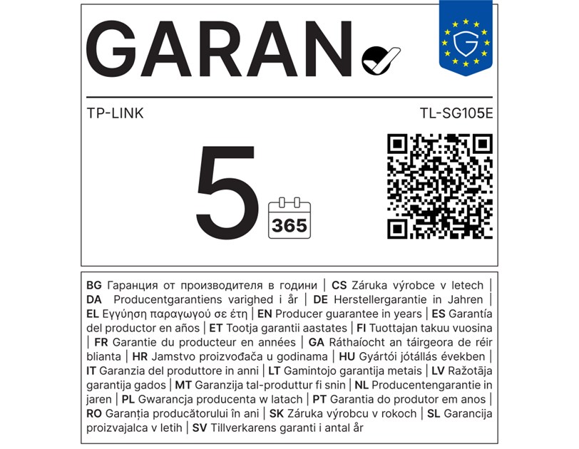 TP-Link TL-SG105E 5-portni Gigabit Easy Smart mrežni preklopnik, 5× RJ45 10/100/1000Mbps, VLAN, QoS, IGMP Snooping
