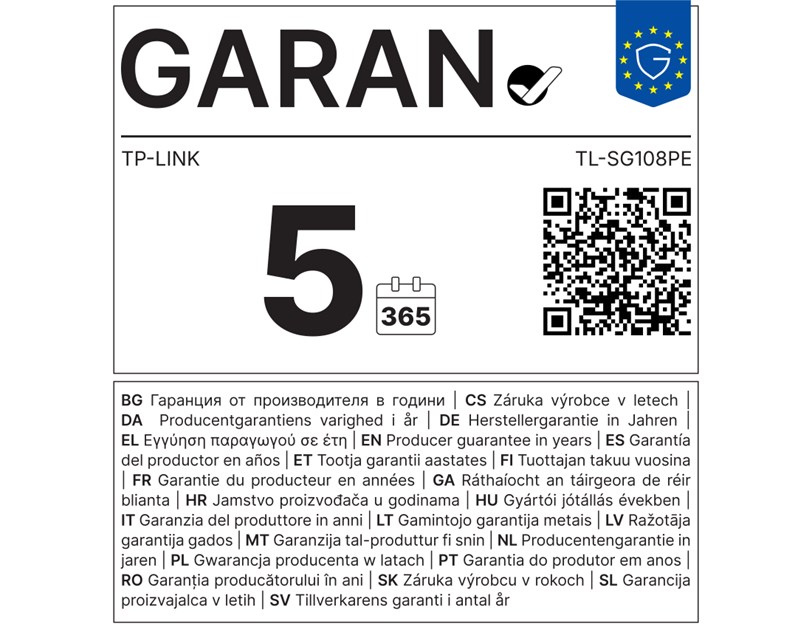 TP-Link TL-SG108PE Easy Smart mrežni preklopnik, 8× Gigabit RJ45, 4× PoE+, 64W PoE, VLAN, QoS