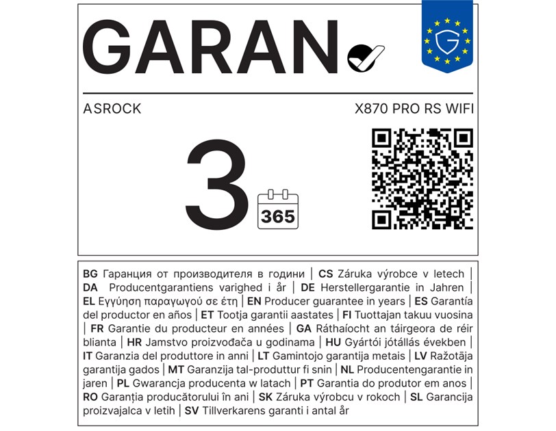 ASRock MB X870 PRO RS WIFI, S.AM5, 4xDDR5/8000(OC), PCIe5.0, 2.5 G-LAN, USB4, HDMI, ATX