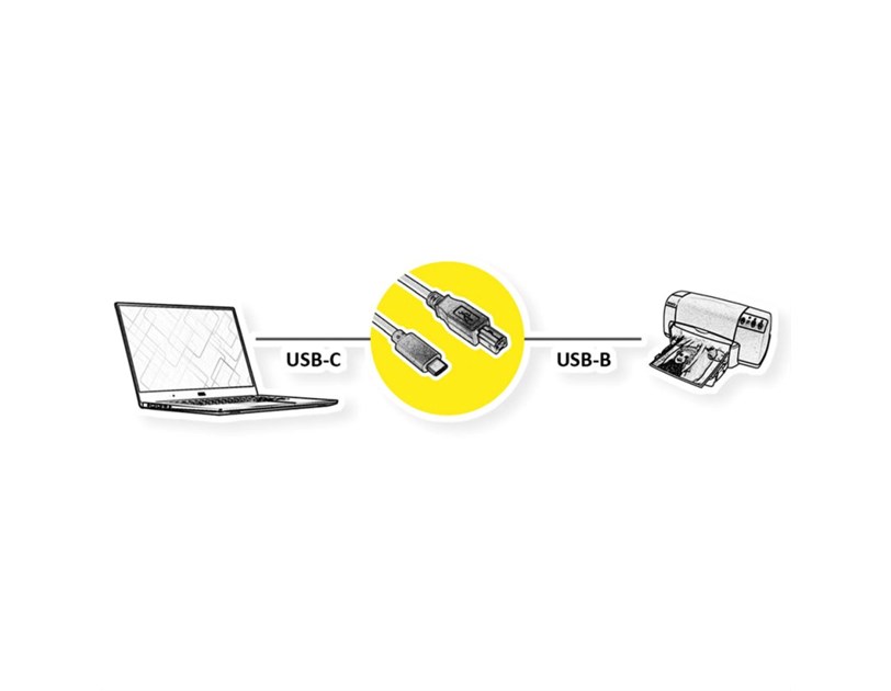 Roline USB2.0 Kabel TIP C, C - B, M/M, 3m, crni