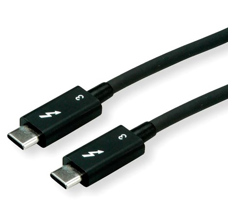Roline Thunderbolt 3 kabel, 40GBit/s, 5A, M/M, 0.5m, crni