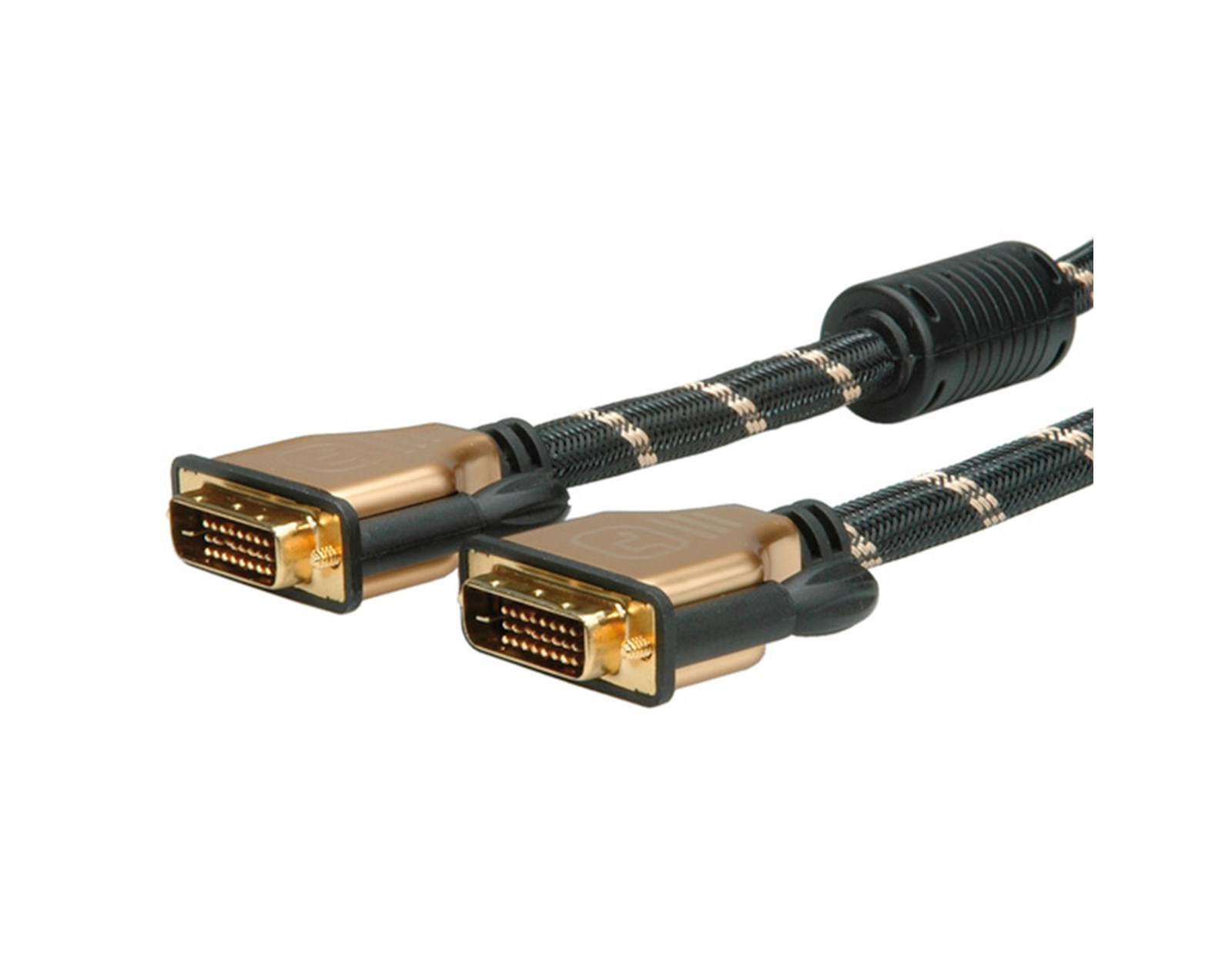 Roline GOLD DVI kabel, DVI-D (24+1) Dual Link, M/M, 1.0m, crno/zlatni
