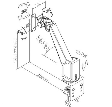 Roline VALUE zidni/stolni nosač/ruka za monitor, nosivost do 10kg, sivi