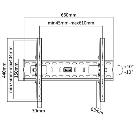 Roline VALUE zidni nosač za TV 32"-70", podesivi nagib, nosivost 75kg, crni