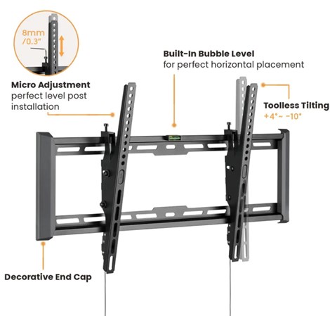 Roline VALUE zidni nosač za TV 37-80", nagibni, udaljenost od zida 47mm, nosivost 75kg, crni