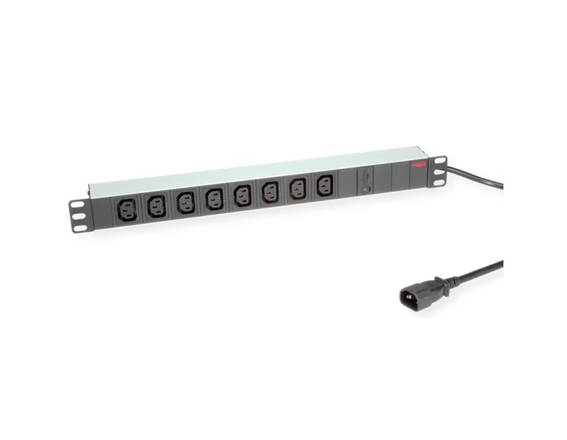 Roline strujna priključnica 19", 8×IEC3200 C13-C14 M (UPS) priključak kabla, 2.0m, aluminium