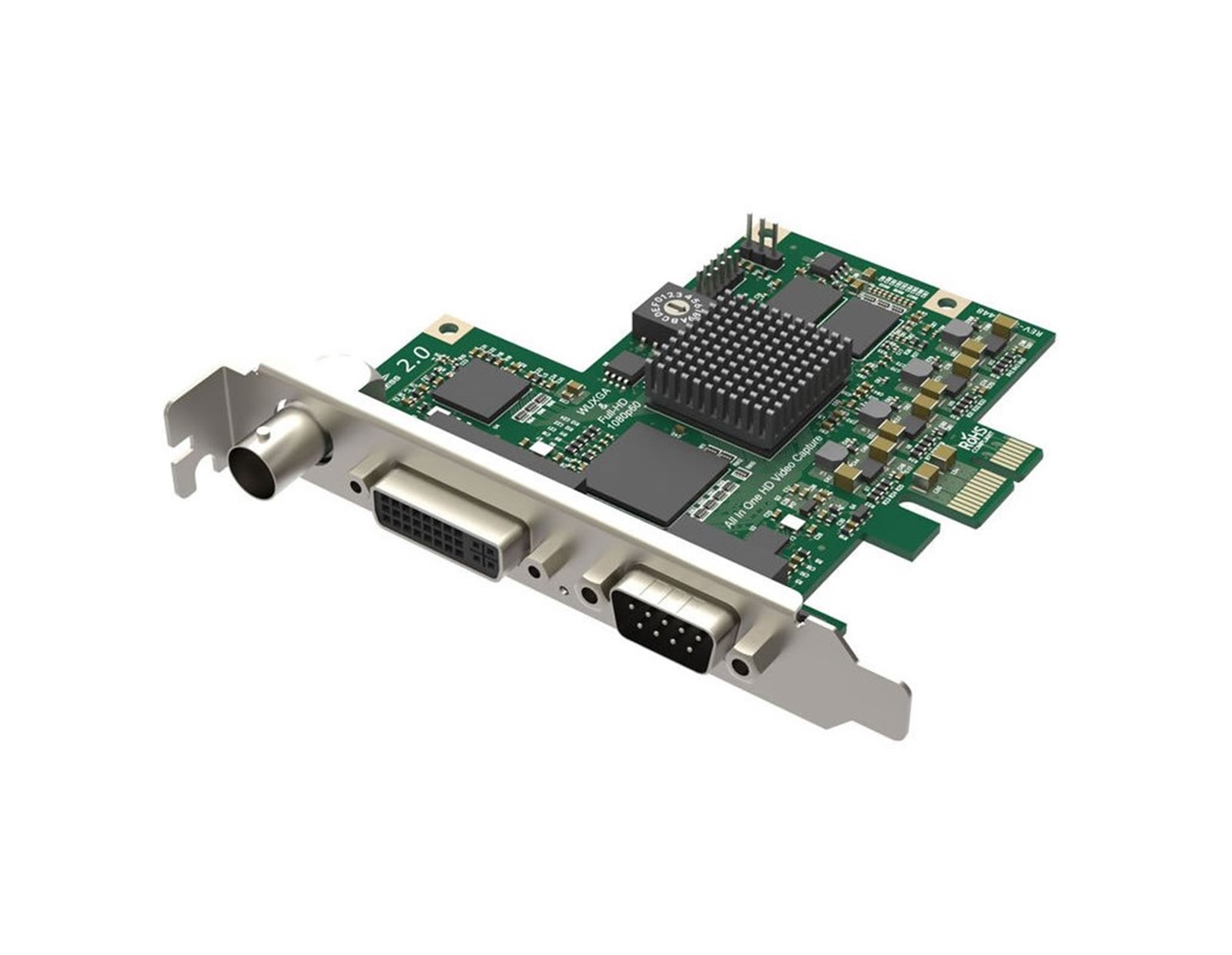 Magewell Pro capture AIO, FH PCIe x1, 1-channel HD/3GSDI, HDMI/DVI/VGA/YPbPr/CVBS/S-Vid, plus one unbalanced stereo audio, Windows/Linux/Mac (11020)