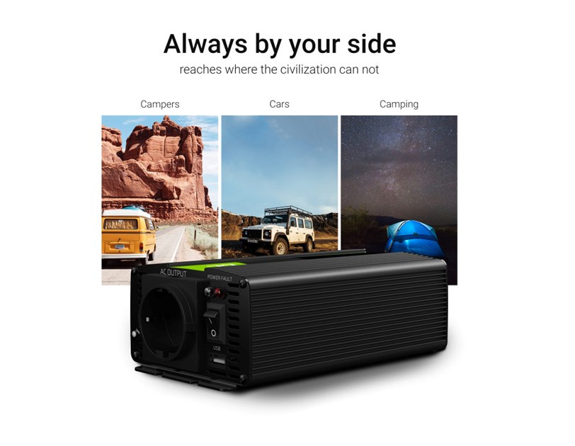Green Cell strujni inverter 12V na 230V, 1000W/2000W Pure Sine Wave (INV09)