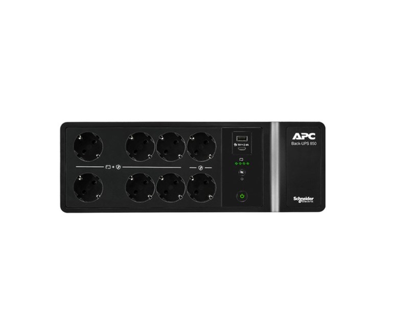 APC Back UPS 850VA/520W, Offline, 8x Schuko CEE7, USB C+A charging ports (BE850G2-GR)