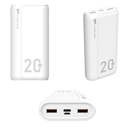 Silicon Power Powerbank QS15, 20000mAh, 18W, 2×USB-A/1×USB-C/Micro USB, bijeli
