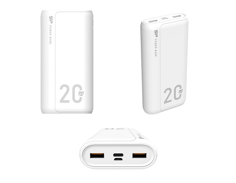 Silicon Power Powerbank QS15, 20000mAh, 18W, 2×USB-A/1×USB-C/Micro USB, bijeli