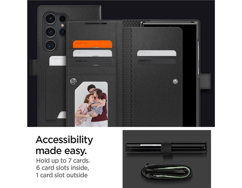 Spigen Wallet S Plus, black zaštitna futrola za telefon - Samsung Galaxy S24 Ultra (ACS07308)