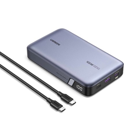 UGREEN prijenosni punjač (Powerbank) 20000mAh, 100W brzo punjenje, 2×USB-C+1×USB-A, PD 3.0+QC 3.0, srebrni