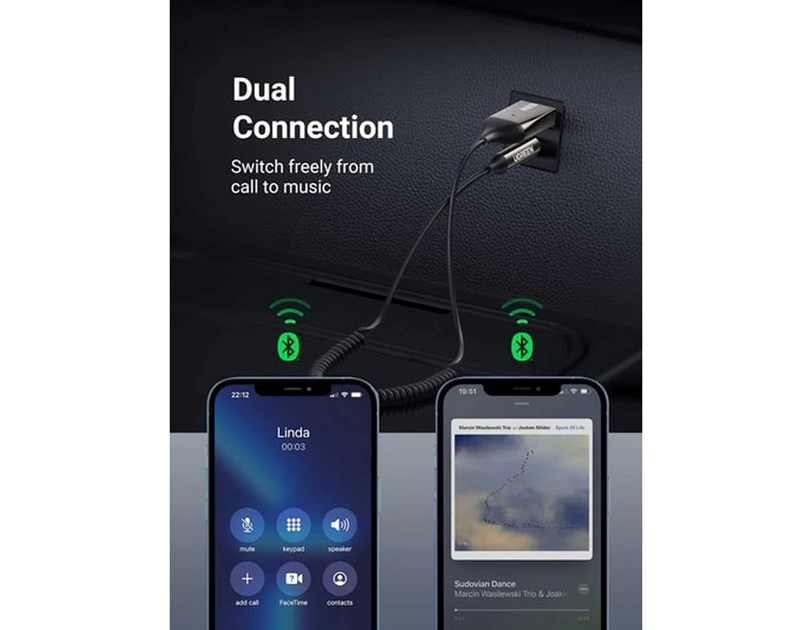 UGREEN Bluetooth 5.0 USB/Aux adapter, za auto, crni