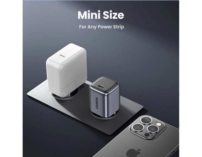 UGREEN Nexode Mini GaN II Tech zidni punjač 20W, USB-C, PD3.0/QC4+, crni
