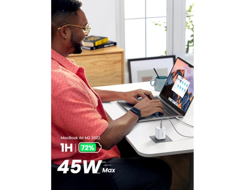UGREEN Nexode Mini GaN II Tech zidni punjač 45W, 2×USB-C, PD3.0/QC 4.0, bijeli