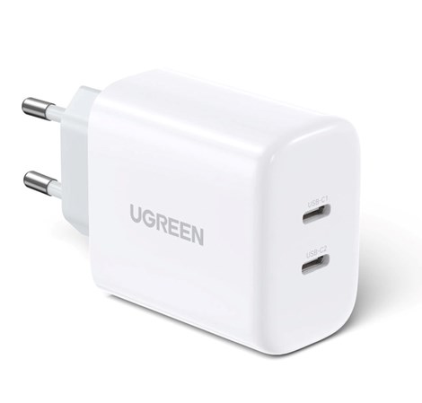 UGREEN zidni punjač 40W, 2×USB-C, PD3.0/QC4.0+, bijeli