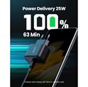 UGREEN zidni punjač 25W, USB-C, PD3.0/QC4.0, crni + USB-C/USB-C kabel 2.0m